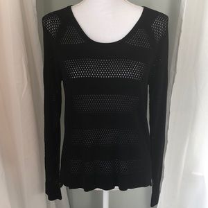 Rag & Bone/Jean Black Crewneck Striped Sweater Med